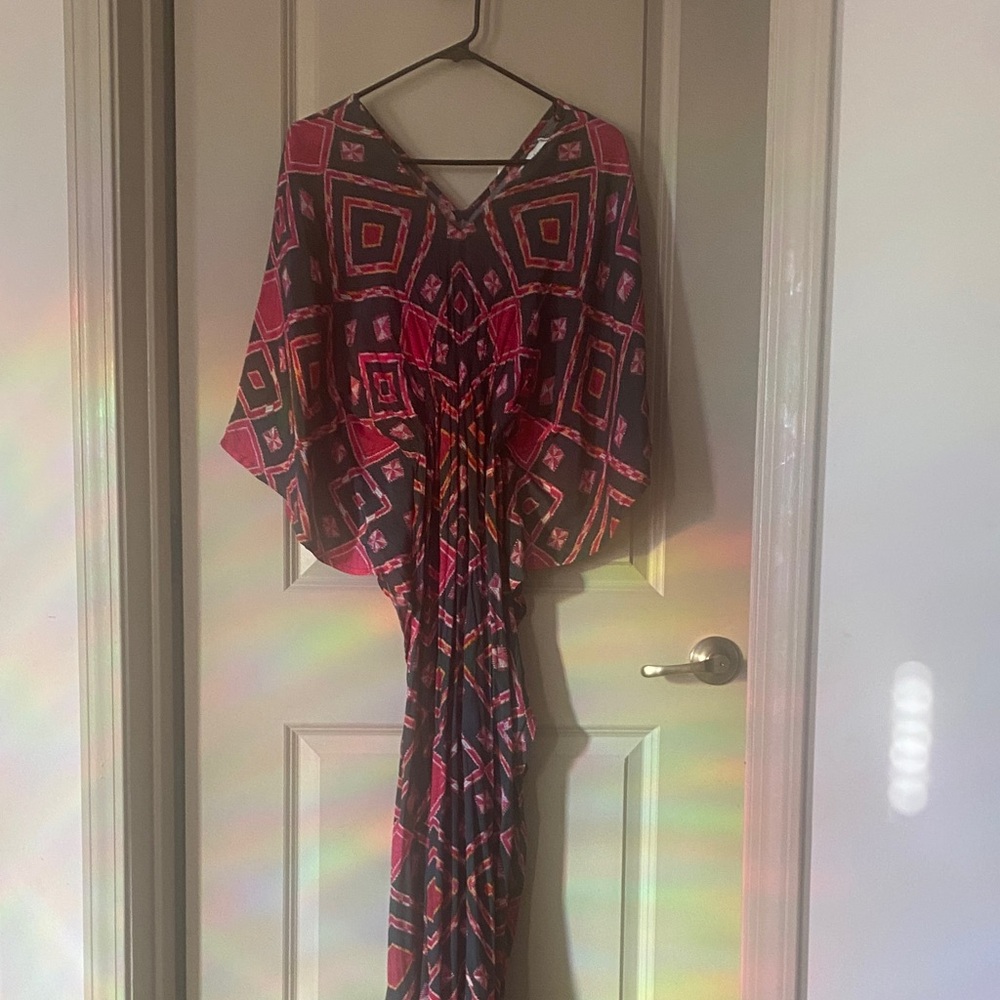 Anthropologie Pink and Black Geometric Maxi Dress - Picture 2 of 5
